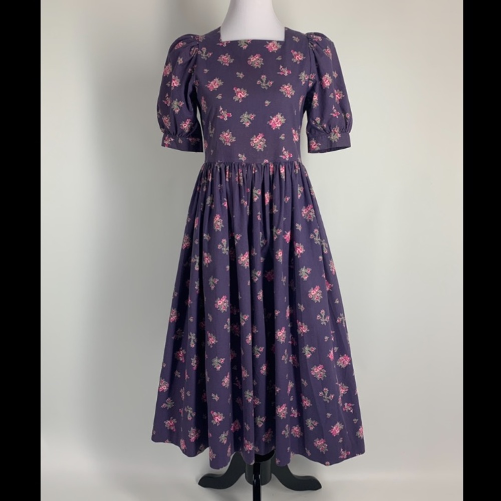 Vintage Laura Ashley Cottagecore Puff Sleeve Prairie Dress